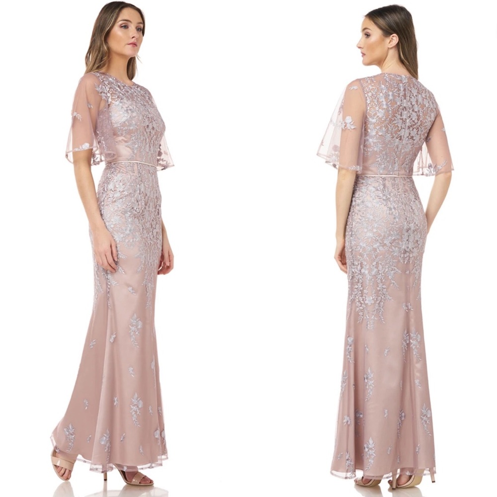 Js Collection floral embroidered evening gown - Picture 3 of 11